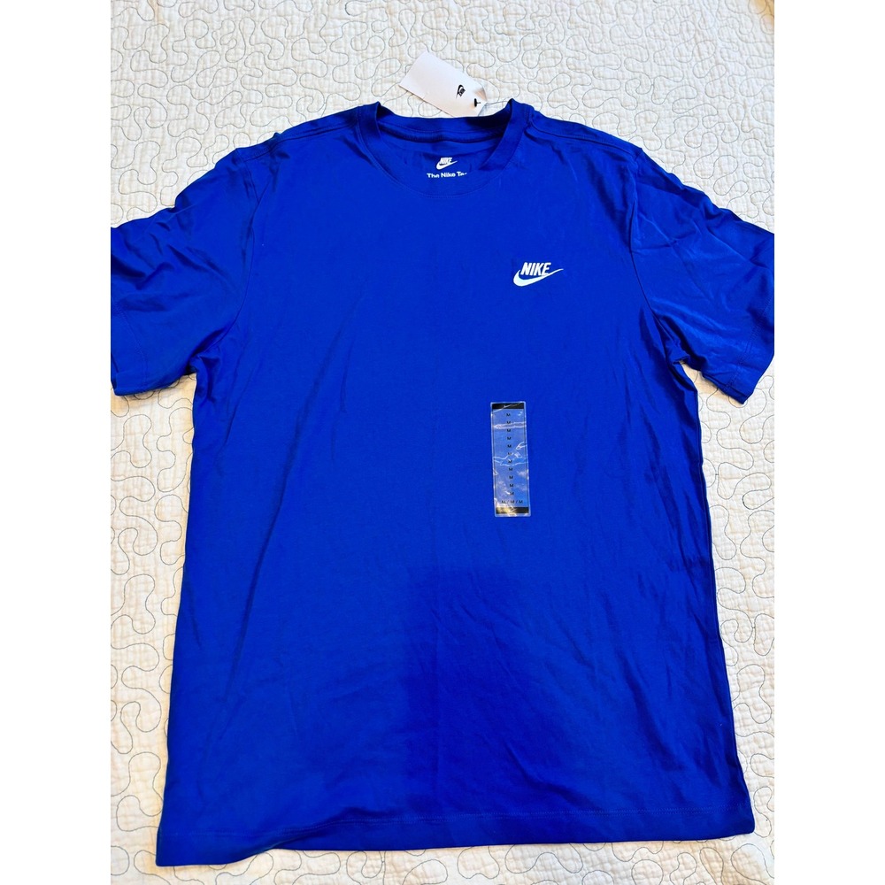 Nike Mens Sportswear Club Tee Royal Blue Embroidered Futura Logo Size Medium‎